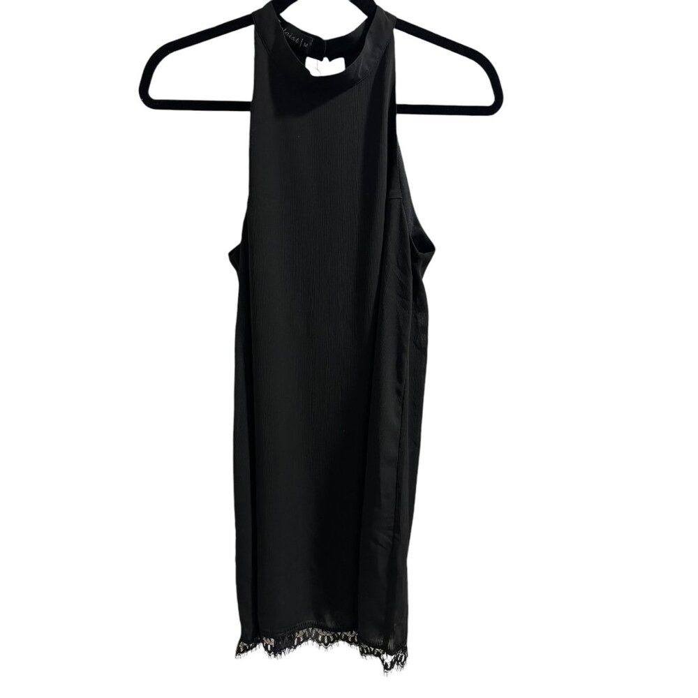 ✌️ 2/$40 ✌️ New Women's Black Sleeveless Dress With Lace Hem & Button Closure